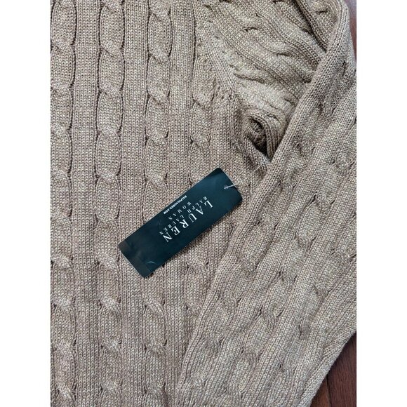 Lauren Ralph Lauren Cable Knit Metallic Gold 3X NWT - Picture 3 of 11